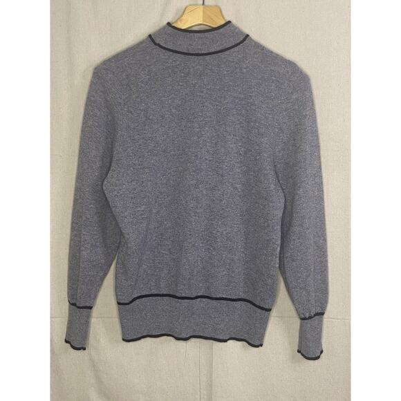 Vintage Jaeger Gray Lambs Wool Mock Neck Sweater Women Medium Argyle Dk Academia - Picture 5 of 7
